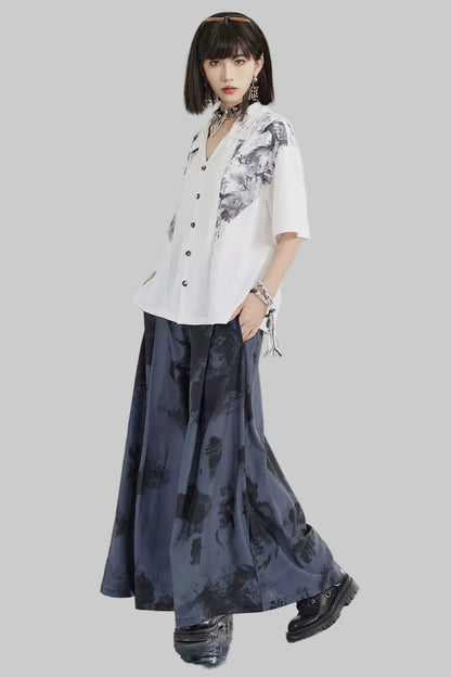 Dragon Shadow Wide-Leg Pants