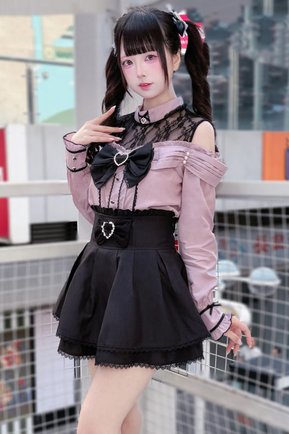 Japanese Lace Tencel Shirt And Skirt Set