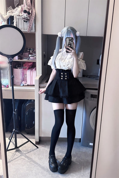 Cherry Short-Sleeve Shirt and Skirt Set-Up