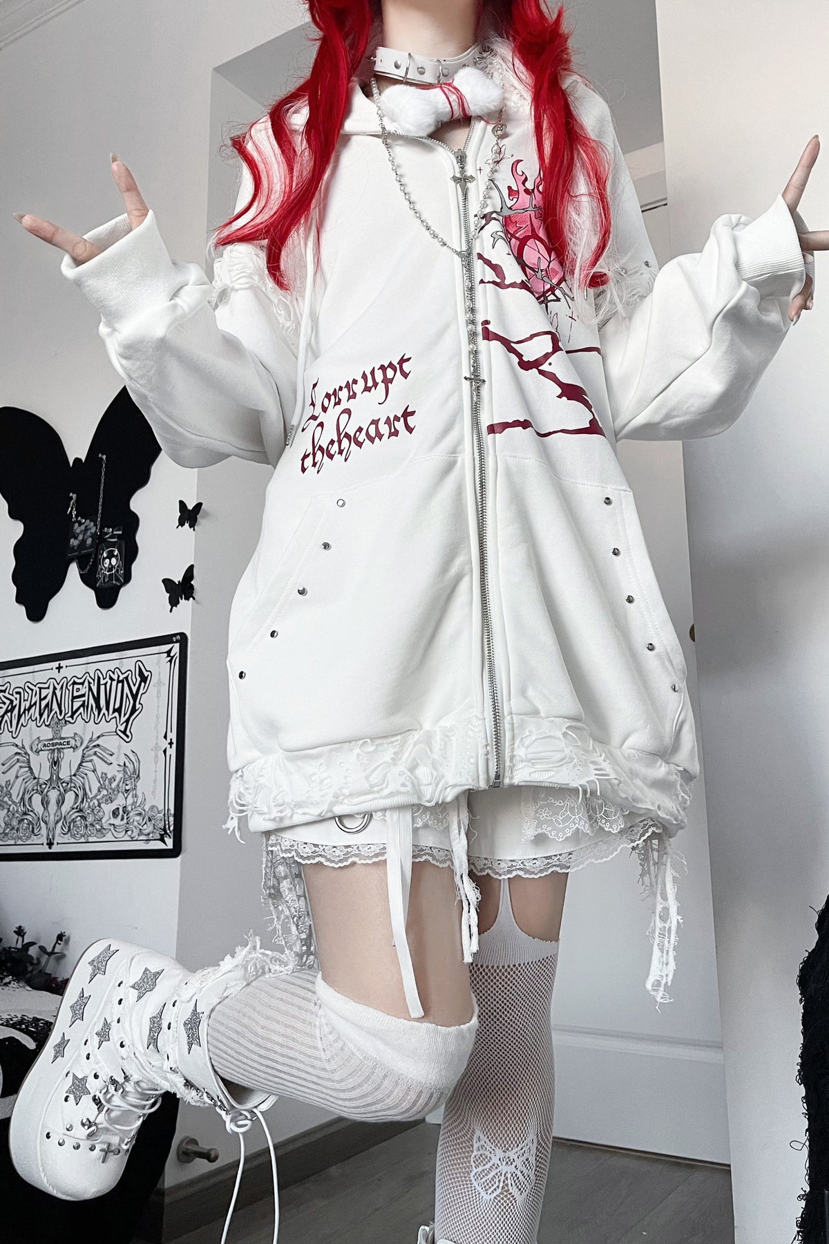 Veste ample à capuche avec oreilles de chat