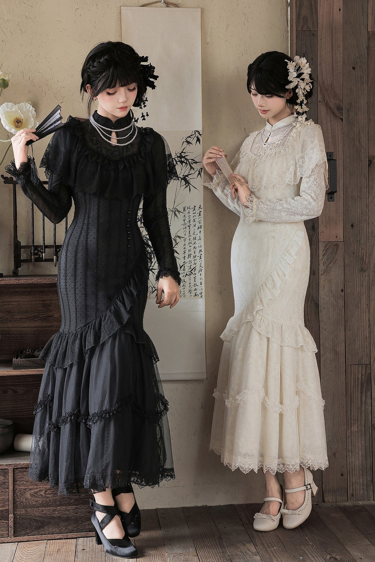 Embroidered Fishtail Qipao Dress