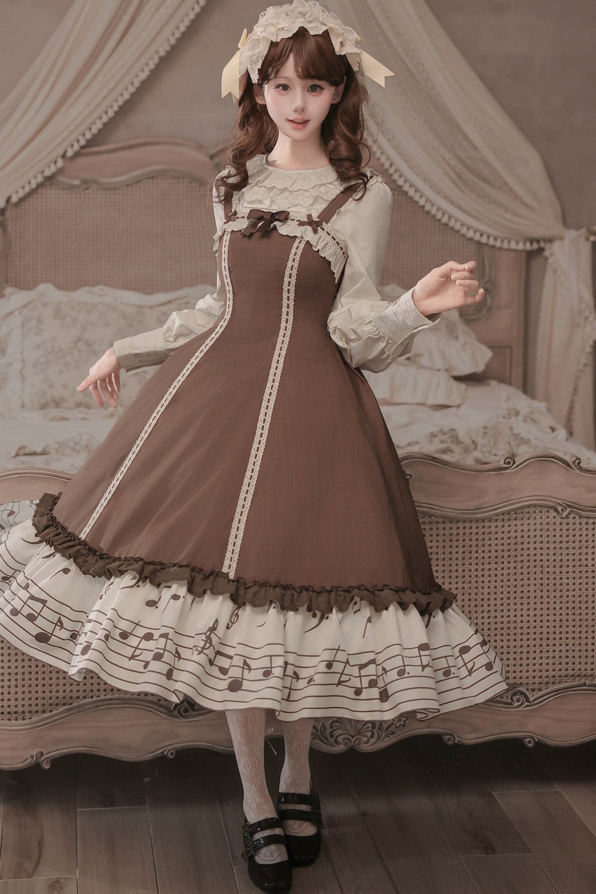 Bedrucktes Rüschenkleid- und Hemd-Set