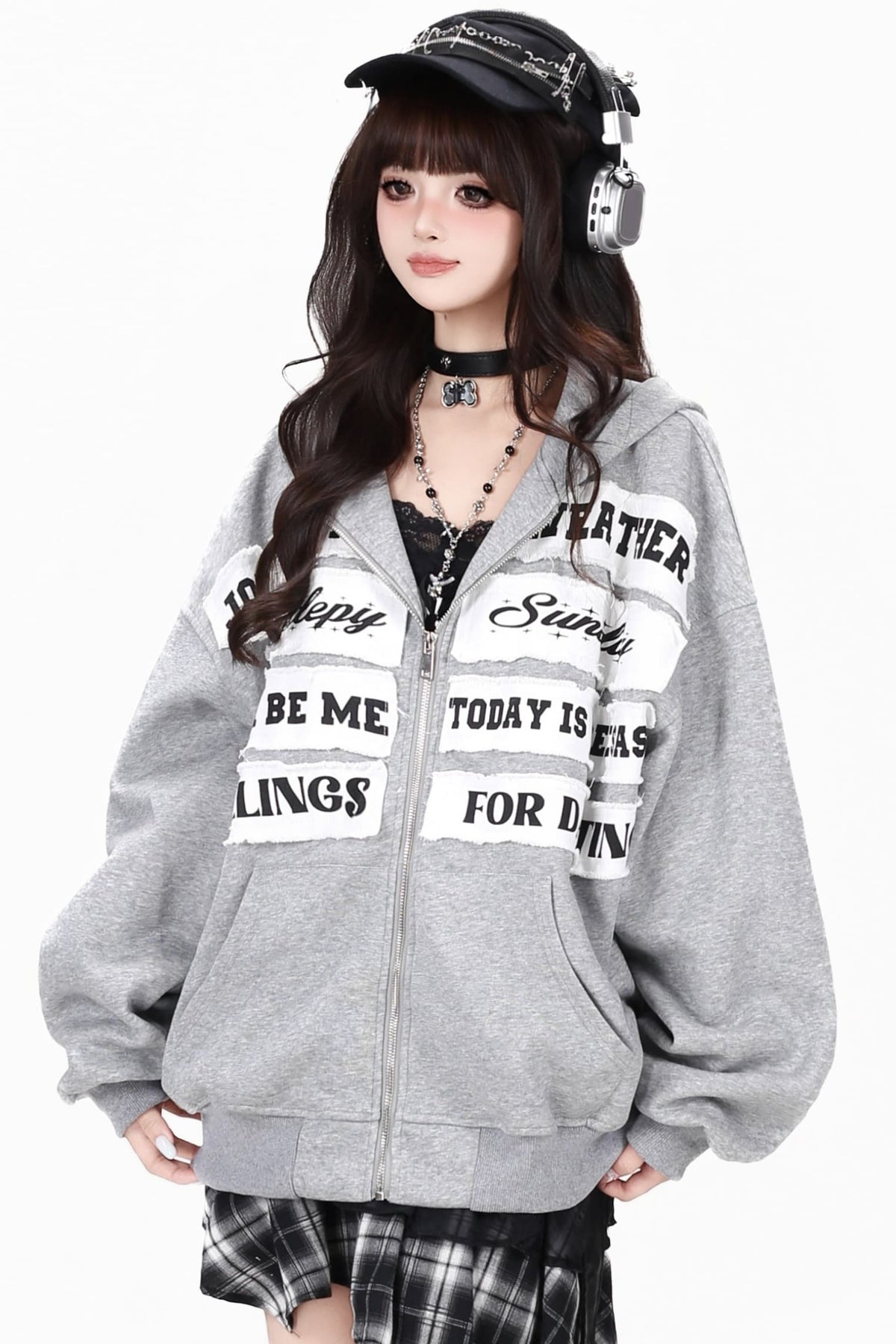 Letter Patch Hooded Jacket