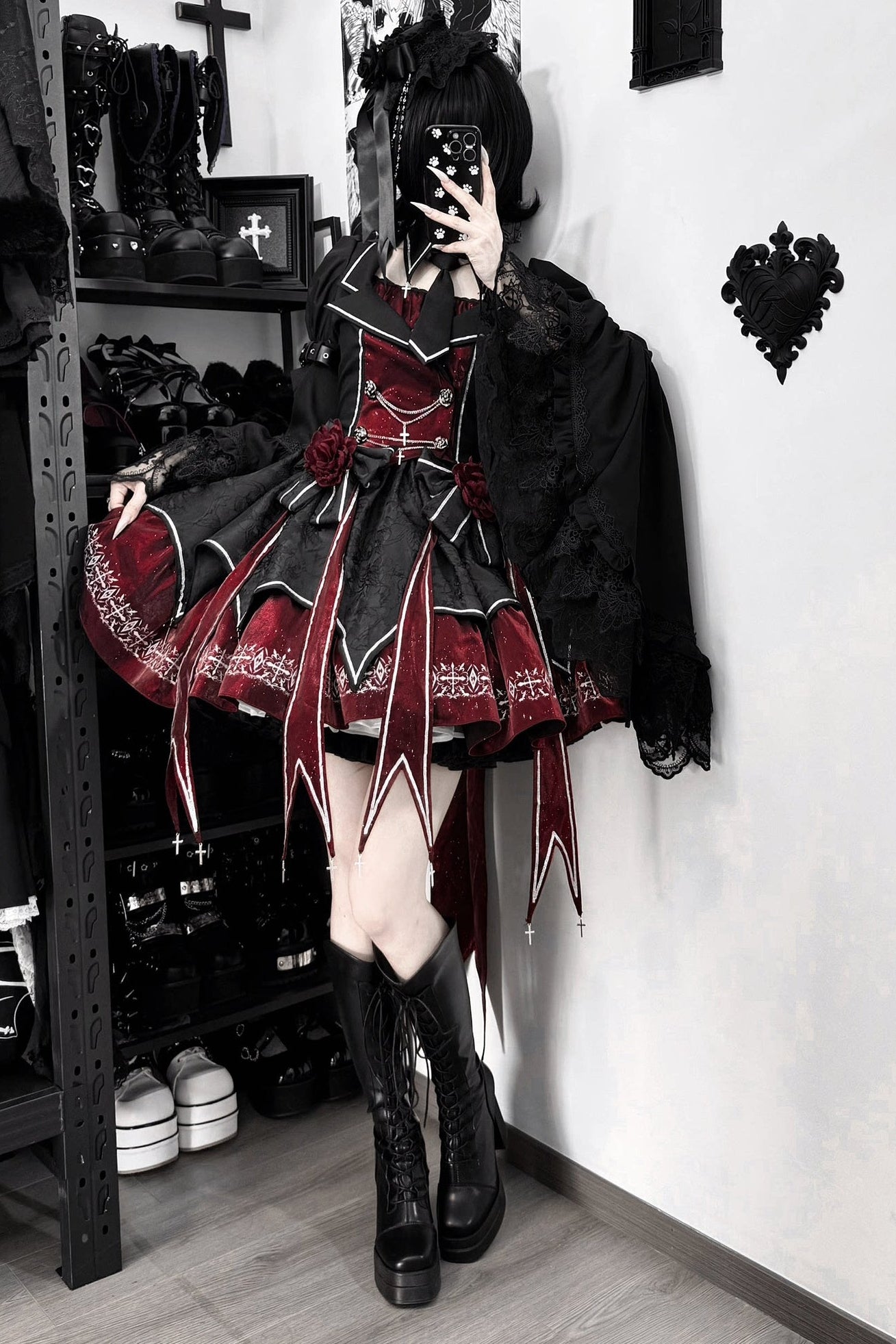 Dark Flame Princess Gothic Lolita Dress+Coat