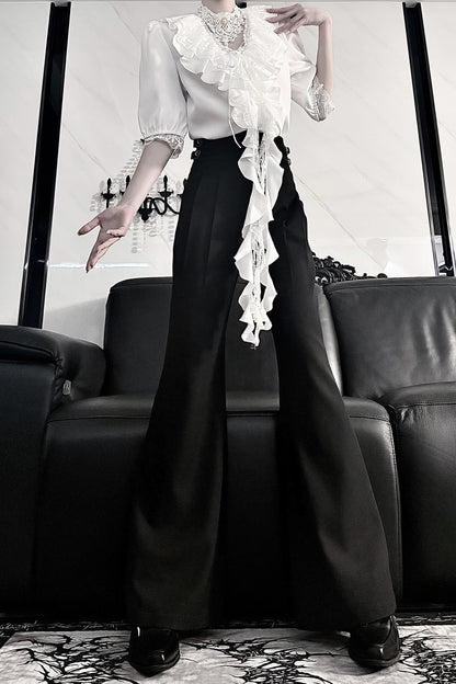 Gothic Lace V-Neck Short-Sleeve Shirt