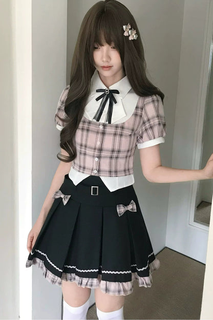 Pink Plaid School Set-Up