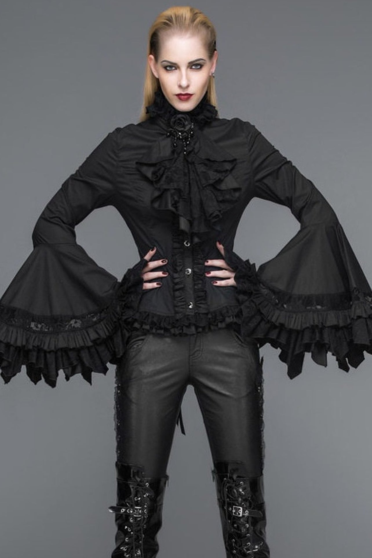 Gothic Flared Princess Sleeve Blouse