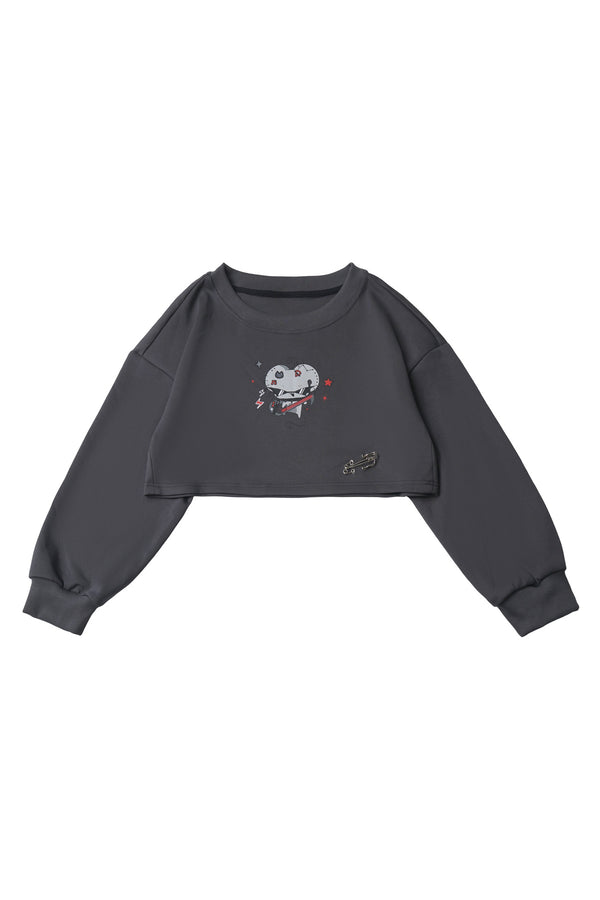 Gray Black Bass Mouse Sweatshirt Set