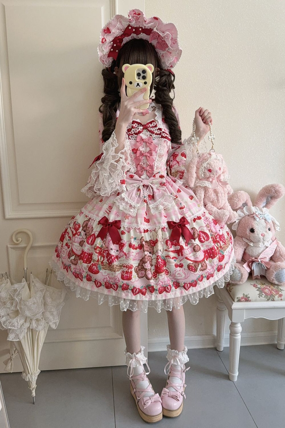 Berry Rabbit Bear Long Sleeve Dress