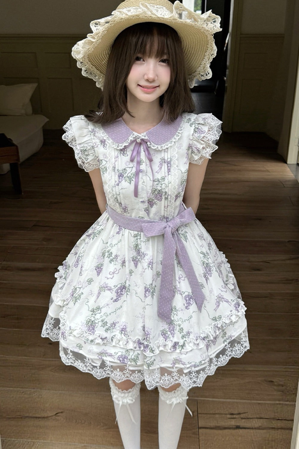 Grape Vine Floral Lace Dress