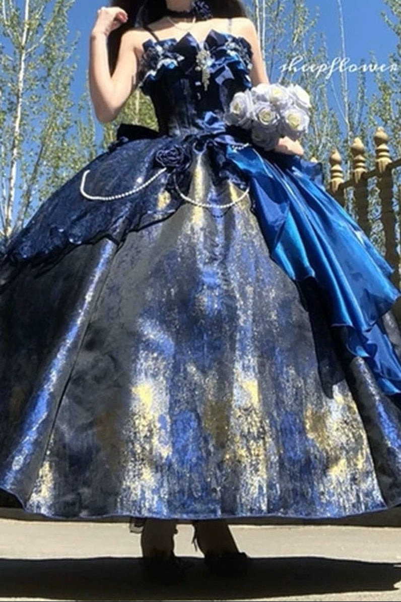 Cosmic Princess Dress Draped in the Night Sky