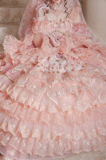 Peach Floral Tea Party Dress