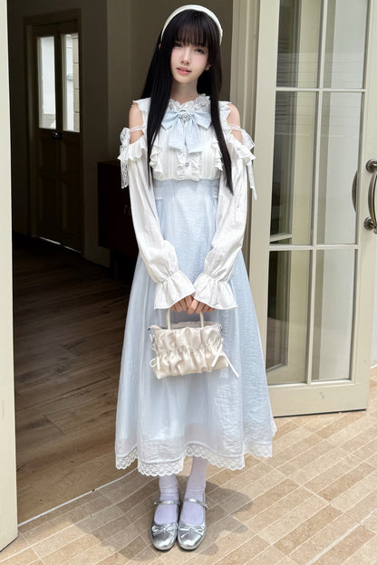 Long Sleeve Off-Shoulder Patchwork Dress