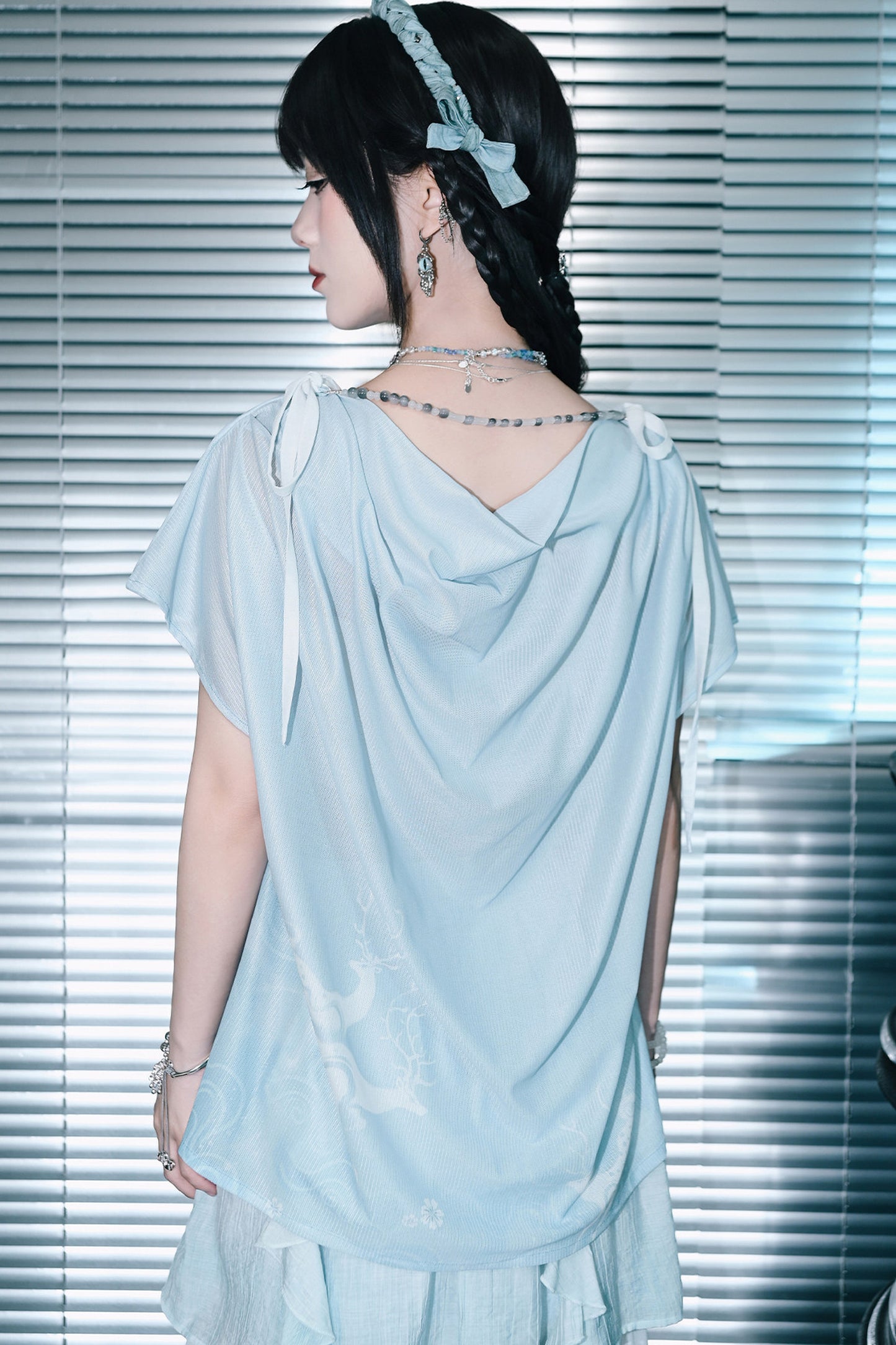 Chiffon-Set im China-Stil mit Hirsch-Print