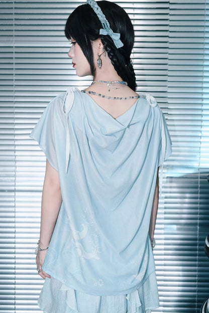 Chiffon-Set im China-Stil mit Hirsch-Print