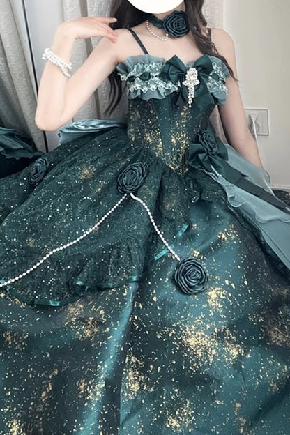 Cosmic Princess Dress Draped in the Night Sky