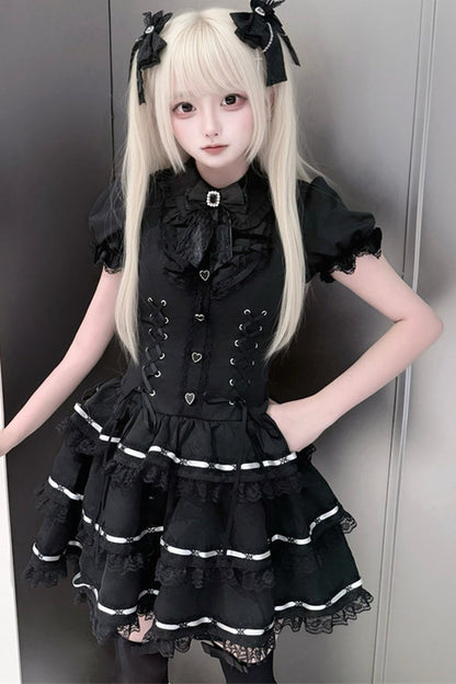 Black Ribbon Jirai Kei Princess Dress
