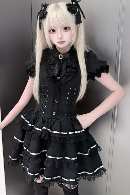 Black Ribbon Jirai Kei Princess Dress
