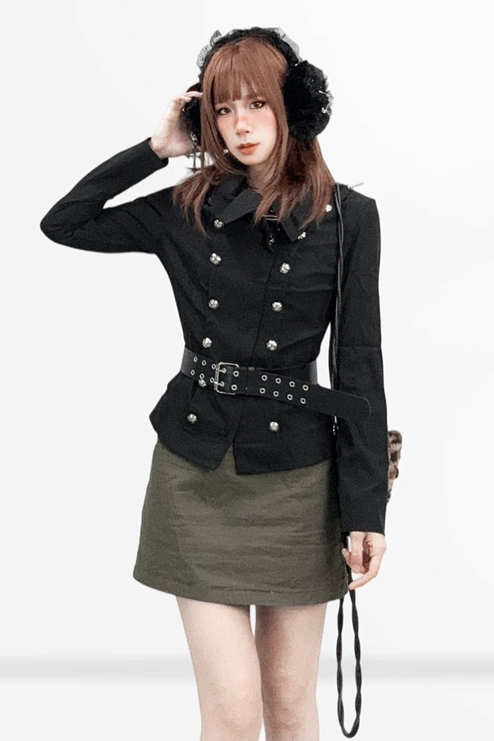 Black High-Neck Short Jacket
