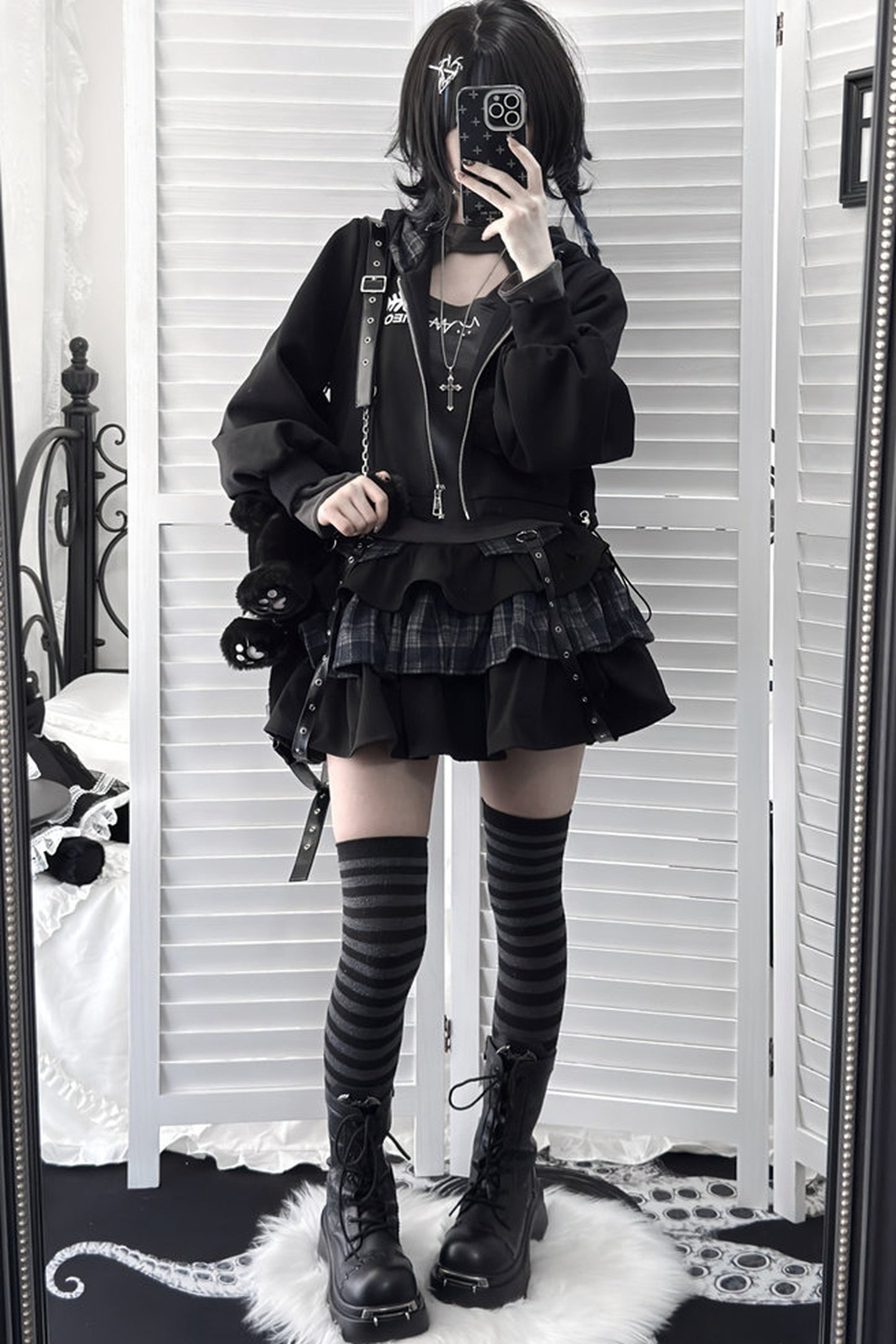 Spider Web Bat Nameplate Platform Boots