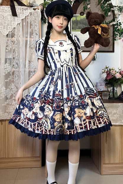 Navy Bear Sailor Collar Lolita Dress