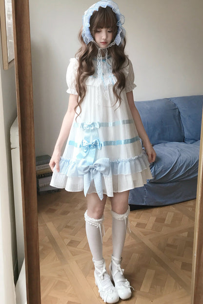 Milky Blue Princess Ribbon Dress