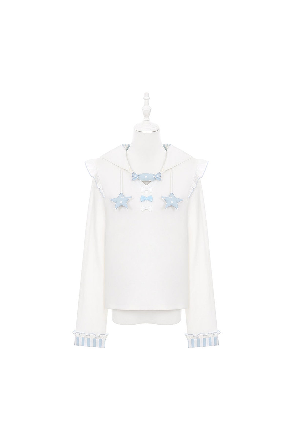 Bunny Ear Hooded Sweatshirt Suspender Skirt With Top Set-Up