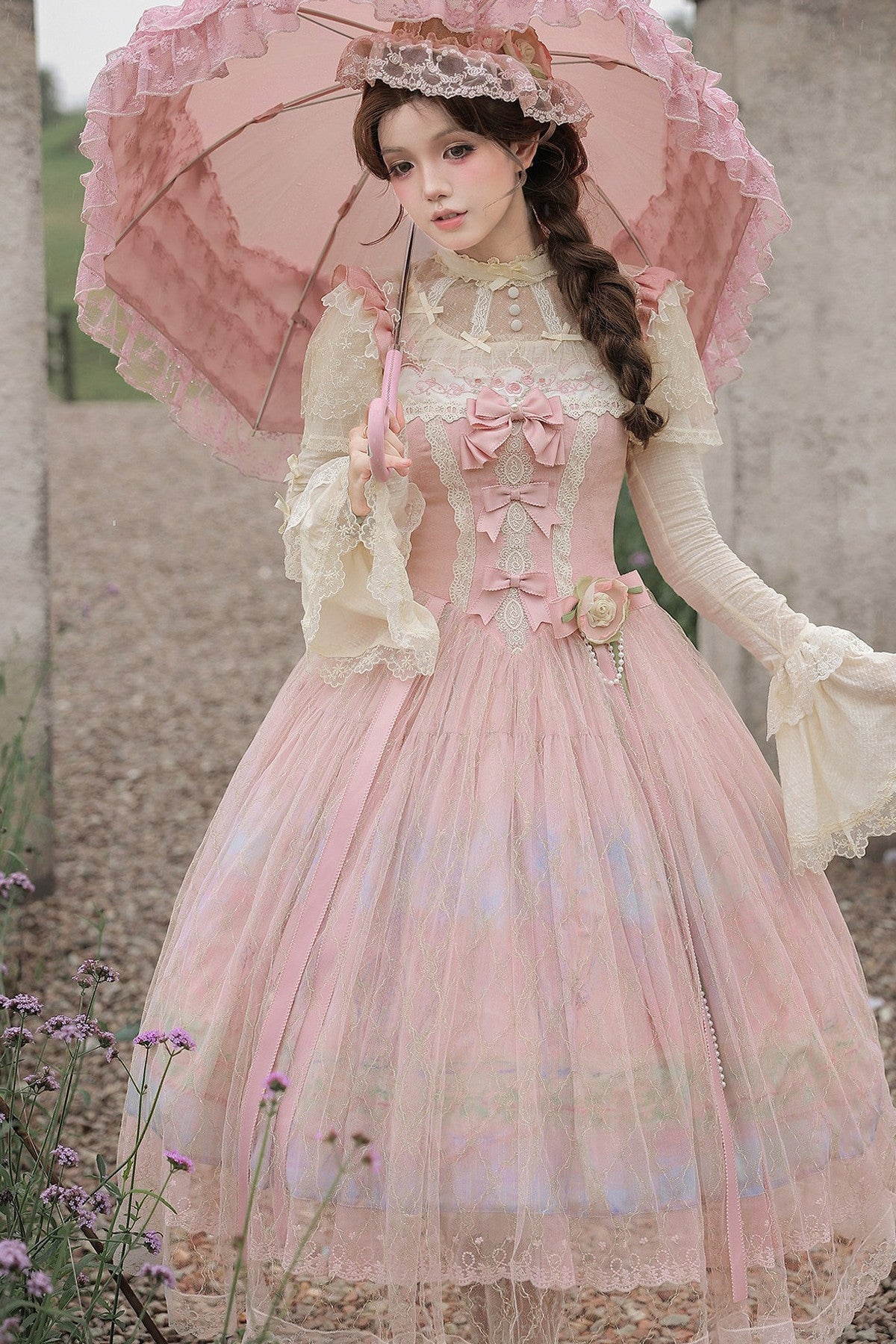 Ölgemälde-Lolita-JSK-Set mit hoher Taille