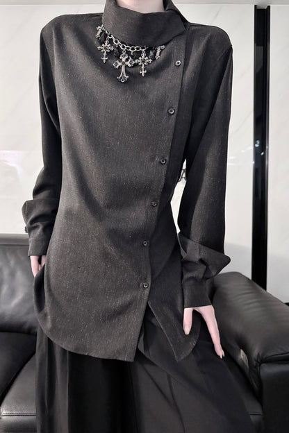 Long Sleeve Diagonal Placket Shirt
