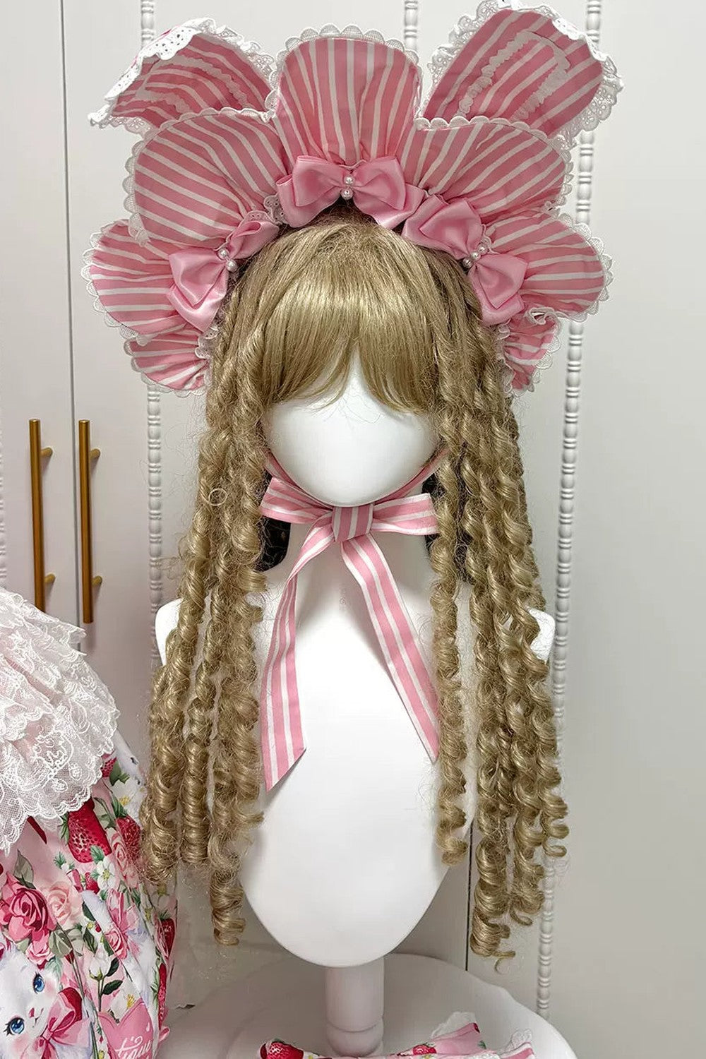 【4月29日予約締切】ストロベリーラビットシリーズうさ耳ボンネット＋アクセサリー