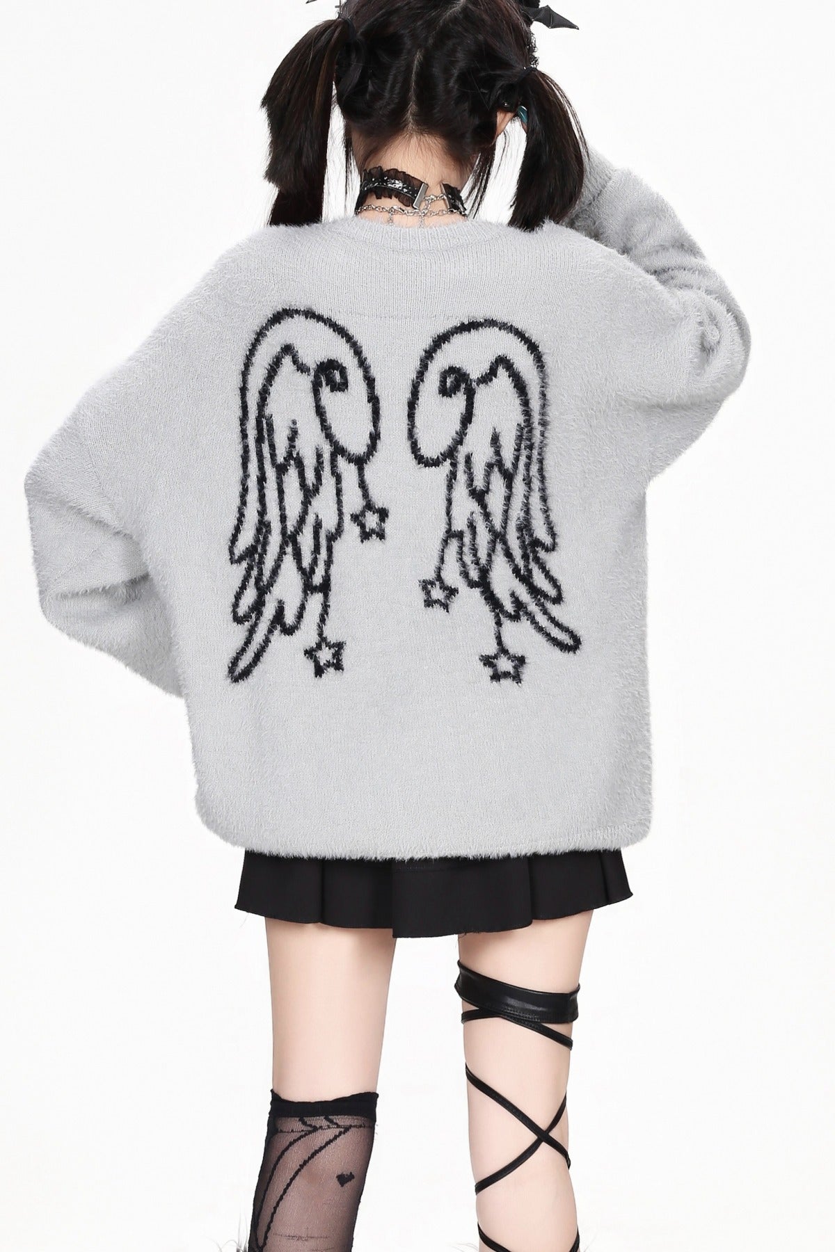 Striped Angel Wing Pullover Sweater