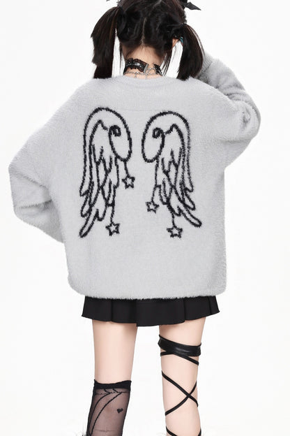 Striped Angel Wing Pullover Sweater