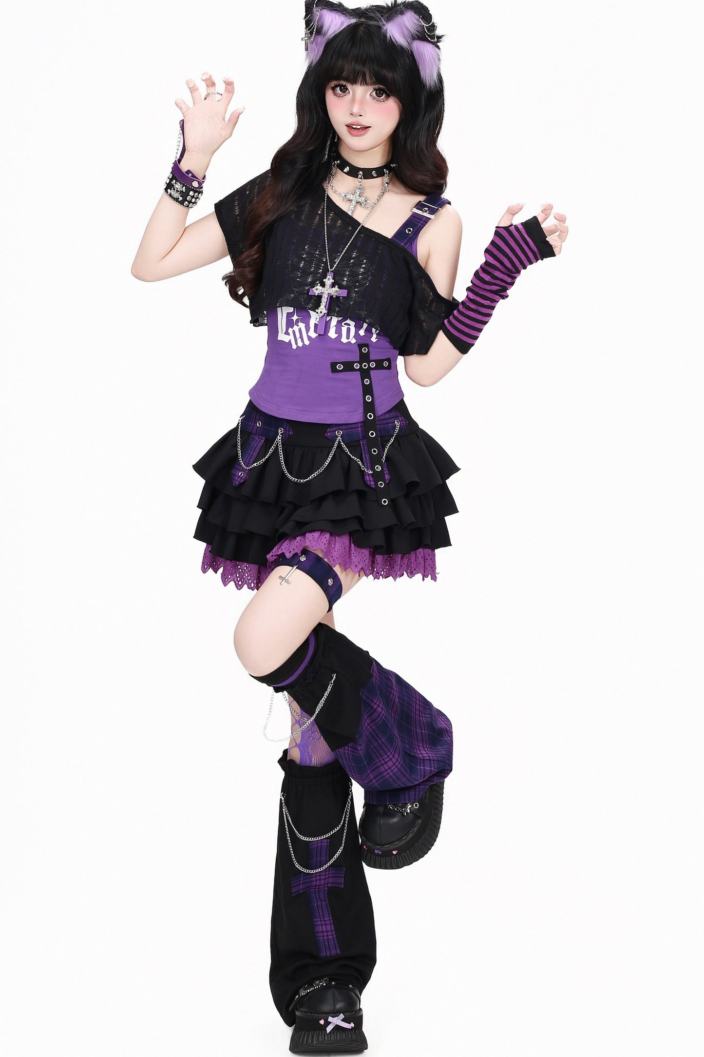 Cross Dark Kawaii Punk Skirt + Leg Warmers