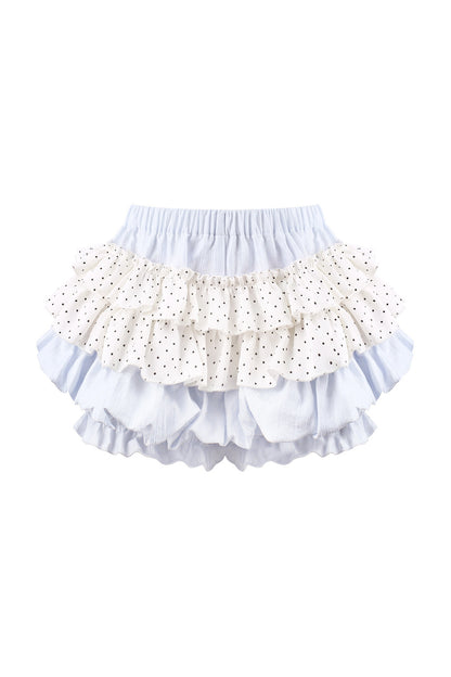 Blue And White Polka Dot Top And Cake Skirt Set-Up