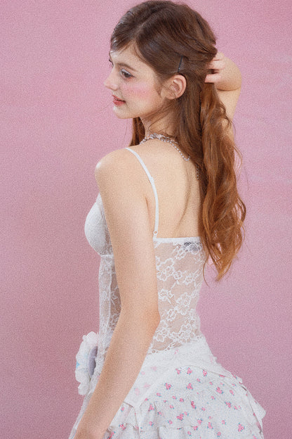 Reinweißes Spitzen-Camisole