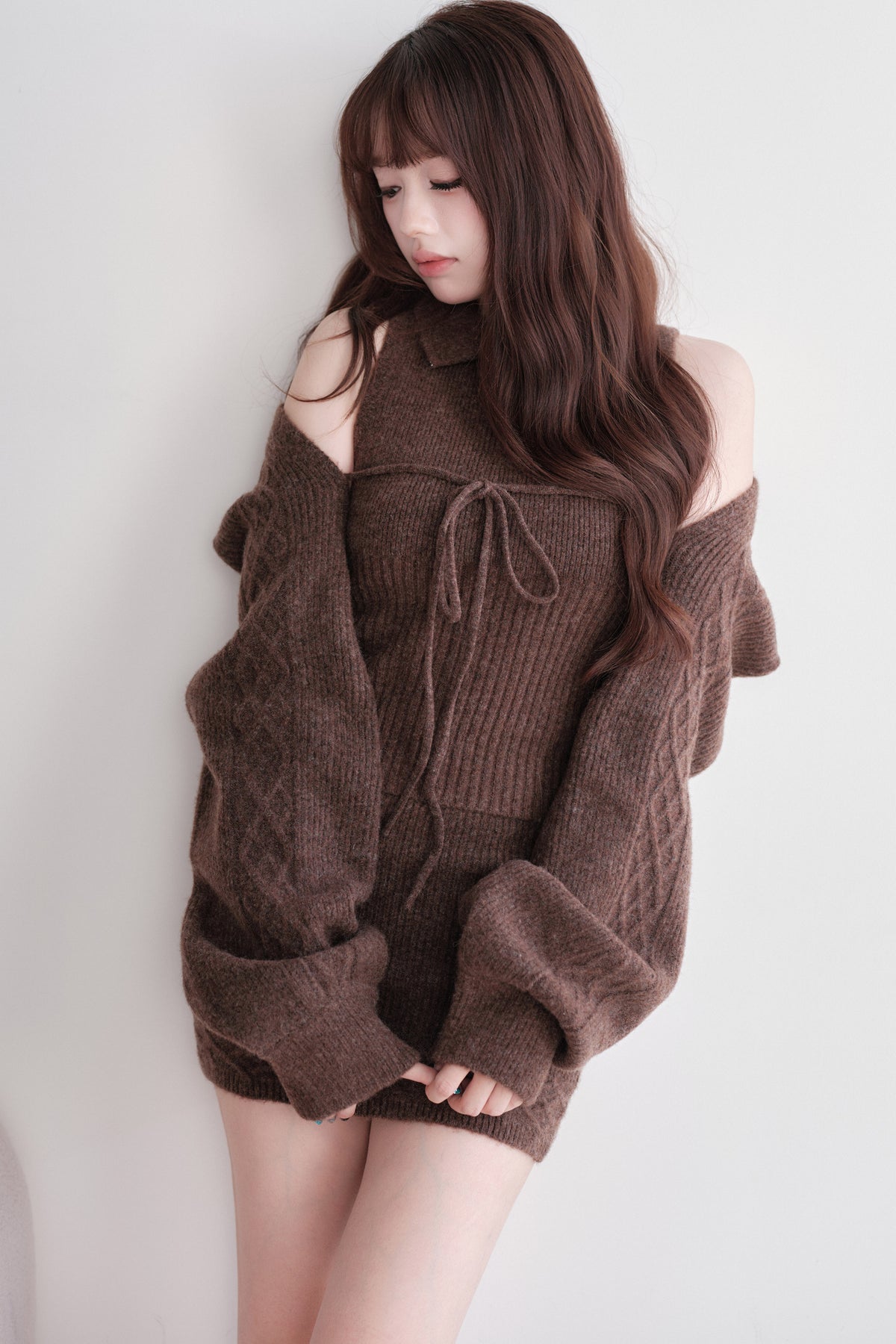 Ribbed Knit Top and Mini Skirt Set