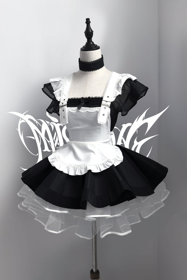 Striped Layered-Look Maid Dress