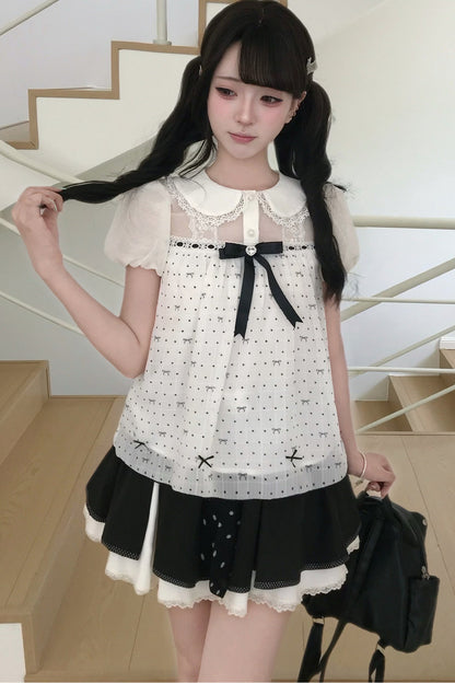 Holiday Polka Dot Blouse and Skirt Set-Up