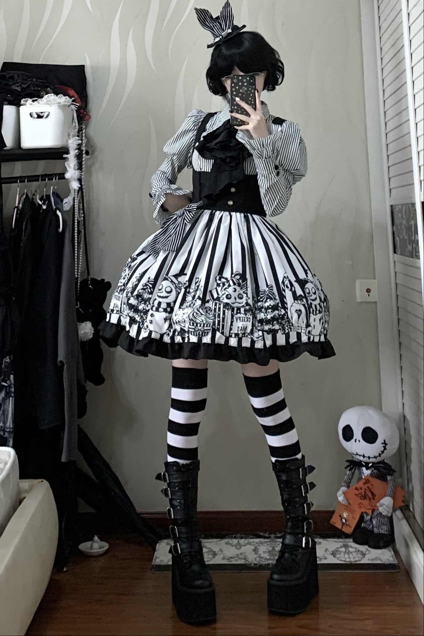 Weird Christmas Doll Bear Jsk Bustier Dress and Shirt Set-Up