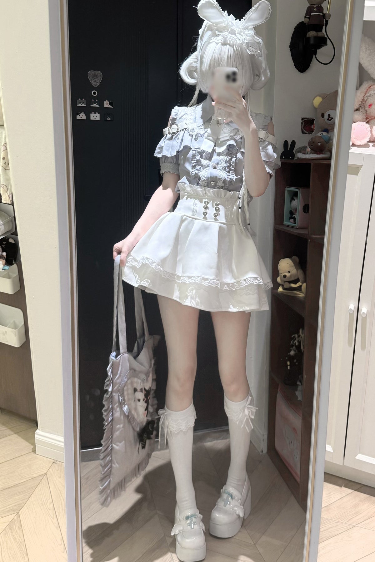 Cherry Short-Sleeve Shirt and Skirt Set-Up