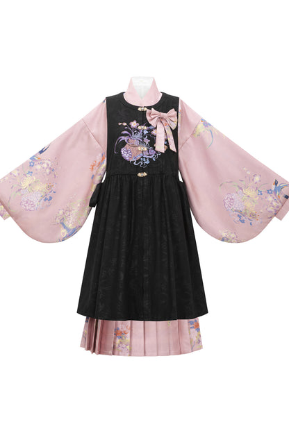Floral Hanfu Puffy Dress Set