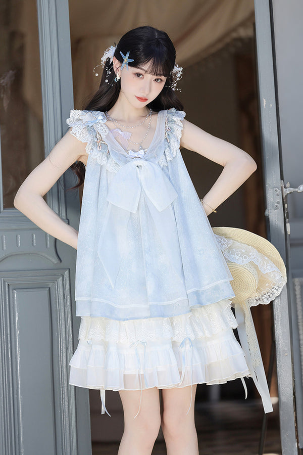 Aqua Coastal Han Element Top and Skirt Set
