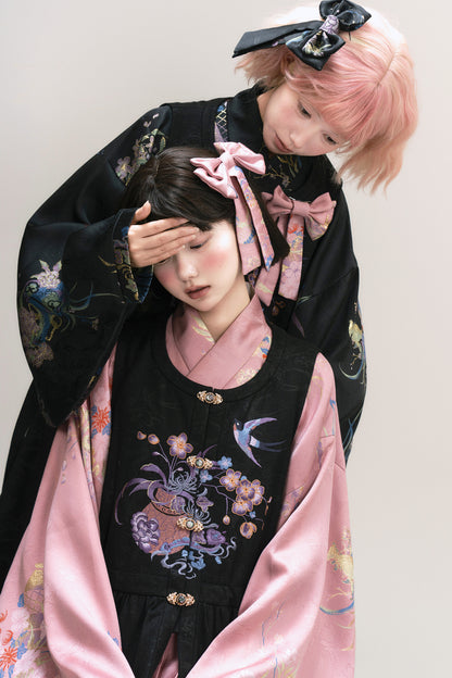 Floral Hanfu Puffy Dress Set