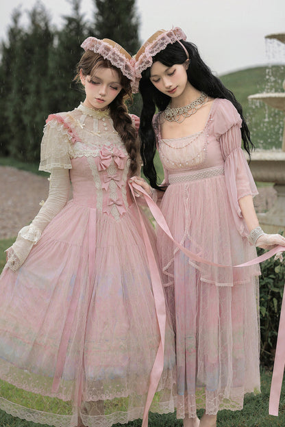 Ölgemälde-Lolita-JSK-Set mit hoher Taille
