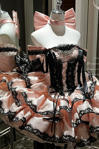 [Pre-order Item] Romantic Lace Mini Lolita Dress + Ribbon Train