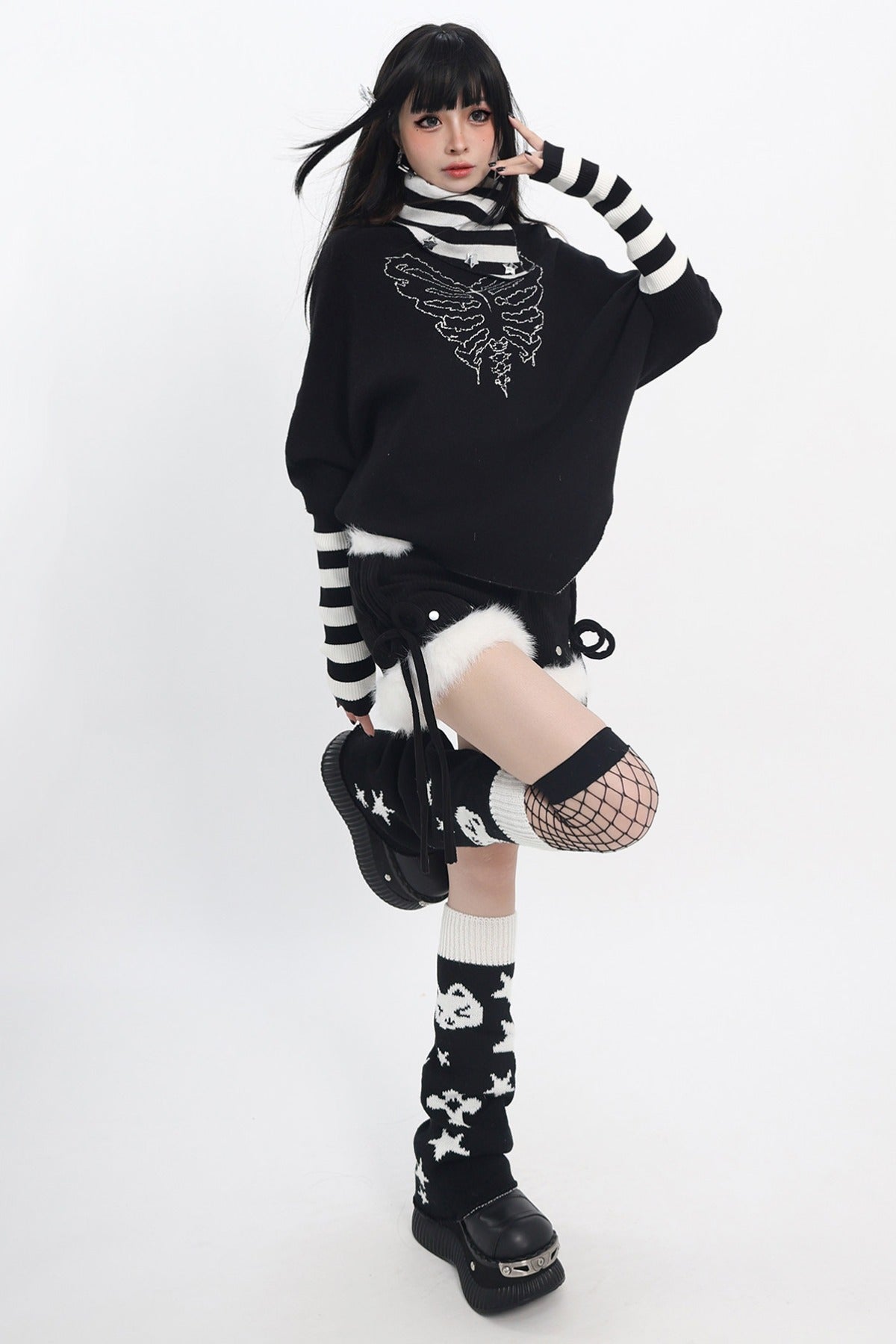 Dark Striped Turtleneck Knitwear
