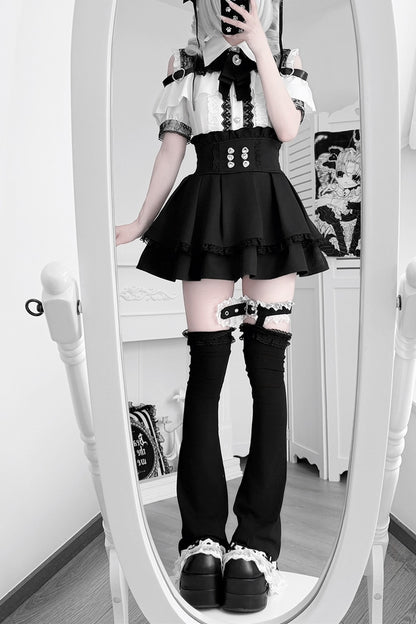 Cherry Short-Sleeve Shirt and Skirt Set-Up