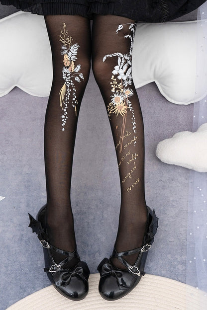 Floral Print Tights