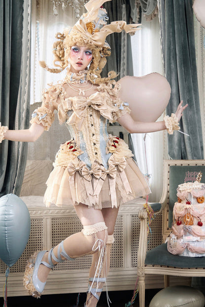 Cream Beige Rococo Lace Skirt