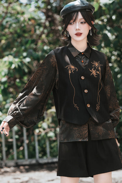 Mandala Lantern Sleeve Printed Shirt